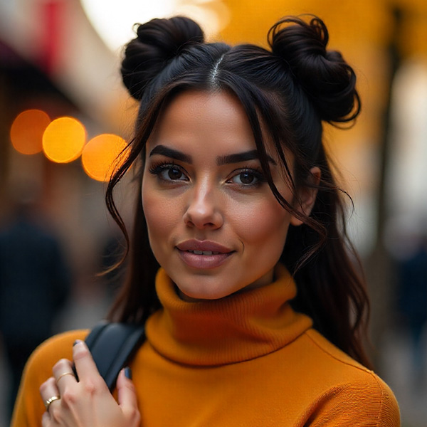 Half-Up Space Buns (Medium Hair)